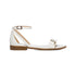 Sandali bassi bianchi con cinturino alla caviglia e dettagli oro Lora Ferres, Donna, SKU w041000381, Immagine 0